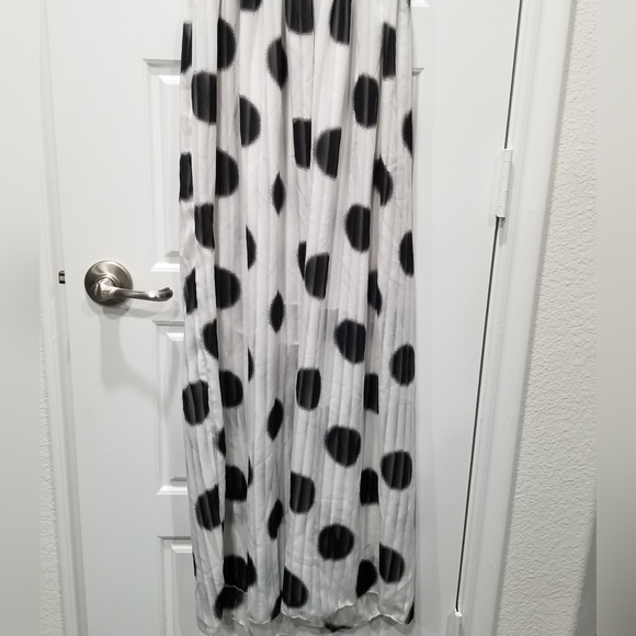 Strapless Maxi Dress Beach Tropical Summer Dress White Black Dot - Picture 4 of 8